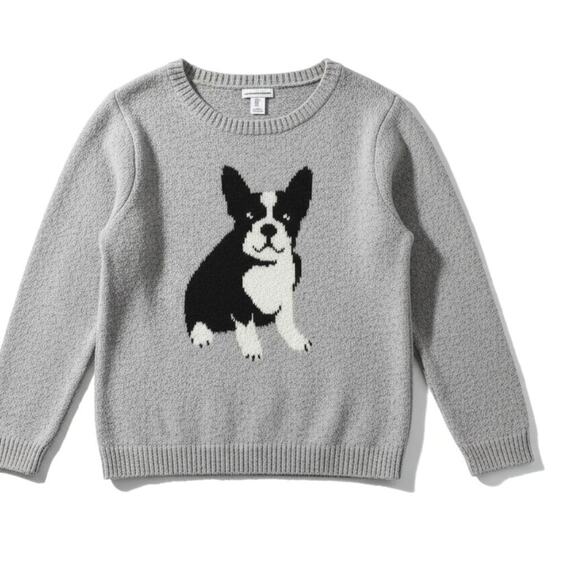 Bulldog Frenchie Dog Sweater Sz S Gray Novelty Long Sleeves Cottage Whymsical - Picture 6 of 10